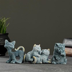 Набор Статуэток "Кошачья дружба" серо-голубой 91117