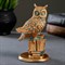 Статуэтка   "Филин на пьедестале" цвет окисленная медь 959